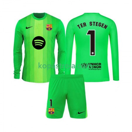Billiga Fotbollströjor FC Barcelona Ter Stegen 1 Målvakt Barn Hemma tröja 2025/26 Långärmad